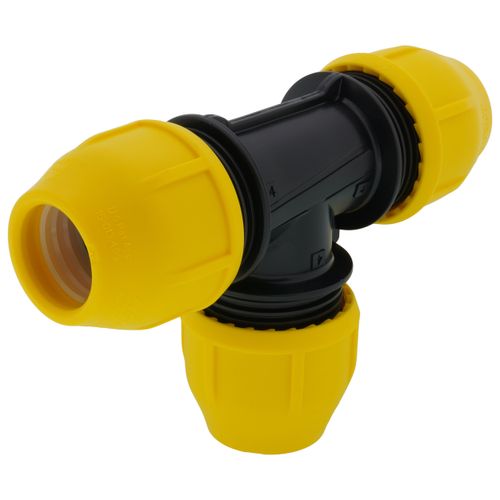 Main product image of 1" IPS Underground Yellow Poly Gas Pipe Tee (SDR 11)