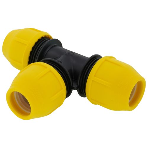 Main product image of 1" IPS Underground Yellow Poly Gas Pipe Tee (SDR 11)
