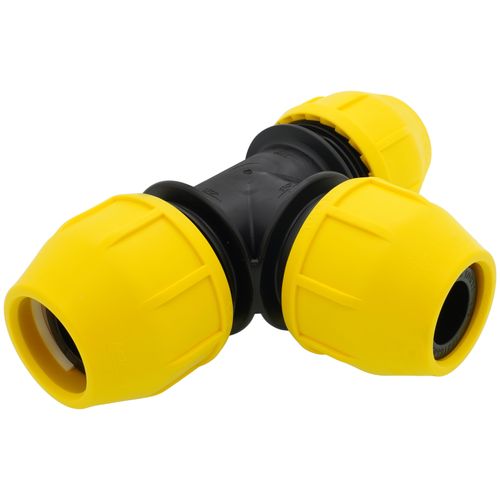 Main product image of 1-1/2" IPS Underground Yellow Poly Gas Pipe Tee (SDR 11)