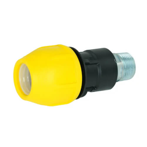1/2" Polyproylene Underground Yellow Poly Gas Pipe Conversion Fitting