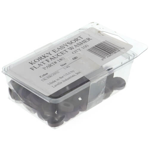 180 Korky 180 1/4" Small, 1/2" OD, Dark Brown Flat Faucet Washers