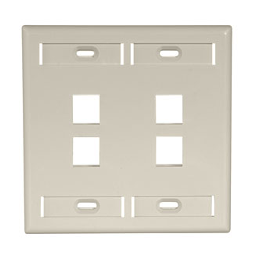 Main product image of Dual-Gang Quickport, Wallplate w/ ID Windows, 4-port (Ivory)