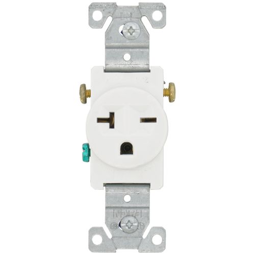 Main product image of Commercial Grade Single Receptacle, 20A, 2P, 3W, Side Wire, NEMA 5-20R - White (250V)