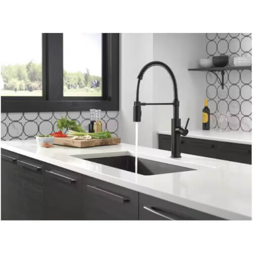 Main product image of Single-Handle Pull-Down Spring Kitchen Faucet (Matte Black)