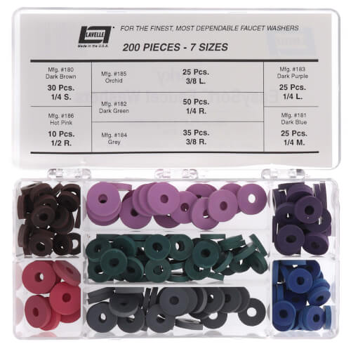 189 Korky 189 Flat Faucet Washer Kit w/ Case (200pc)