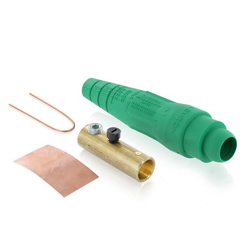 Main product image of 18 Series Cam-Type Female Detachable Plug, Single Set Screw Termination, Ball Nose, #2 2/0 AWG, 300A Max (Green)