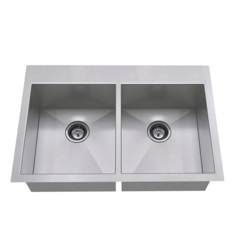 Main product image of Edgewater 33" x 22" Stainless Steel 1-Hole Dual Mount Double-Bowl Kitchen Sink (Stainless Steel)