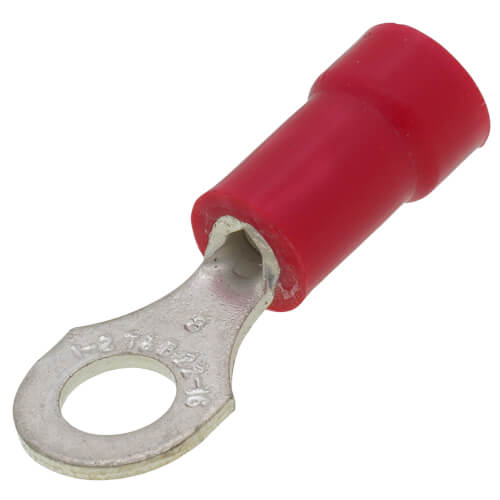 Vinyl Insulated Closed Ring Terminal, 22-16 AWG, Bolt #8 (Copper)
