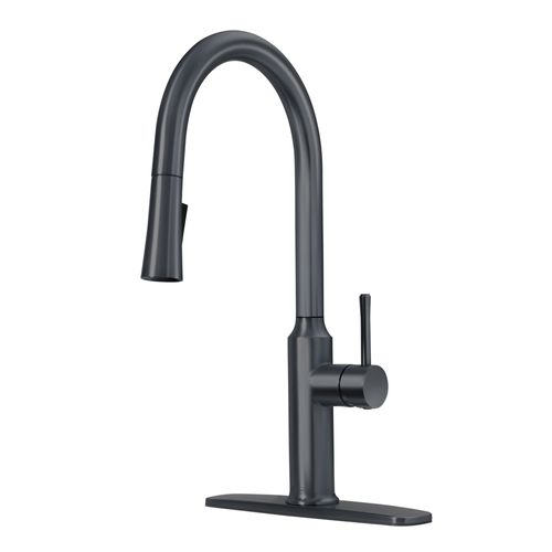 Main product image of Single Handle Kitchen Faucet w/ Pull-Down Sprayer (Matte Black), 19-400B