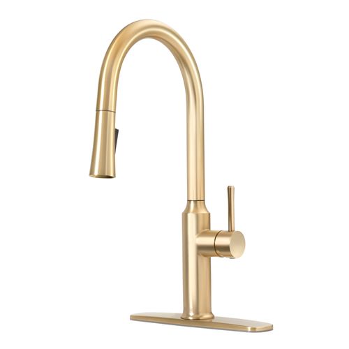 Main product image of Single Handle Kitchen Faucet w/ Pull-Down Sprayer (Brushed Gold), 19-400G