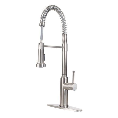 Main product image of Single Handle Kitchen Faucet w/ Exposed Spring (Satin FInish), 19-401S