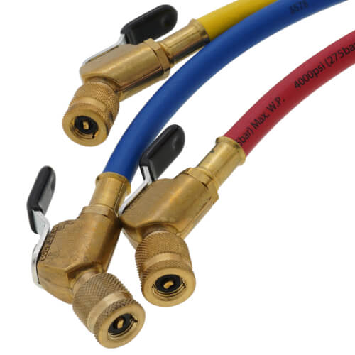 H48BVES3 48" Refrigeration Hoses w/ Ball Valve End, 1/4" Dia. (Set of 3)