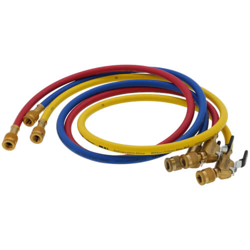 H48BVES3 48" Refrigeration Hoses w/ Ball Valve End, 1/4" Dia. (Set of 3)