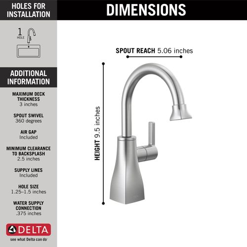 Main product image of Contemporary Square Beverage Faucet, 1.5 GPM (Arctic Stainless), 1940-AR-DST