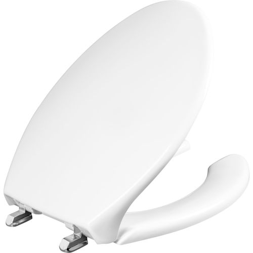 Main product image of Elongated Open Front Commercial Plastic Toilet Seat w/ Cover, STA-TITE, Self-Sustaining Hinge (White)