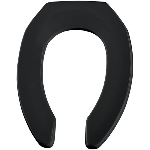 Main product image of Elongated Open Front Commercial Plastic Toilet Seat, No Cover, STA-TITE, Self-Sustaining Check Hinge (Black)