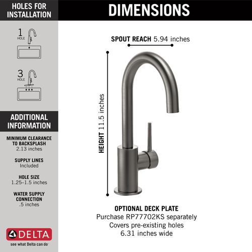 Main product image of Trinsic True Bar Limited Swivel Faucet, 1.50 GPM (Black Stainless), 1959LF-KS