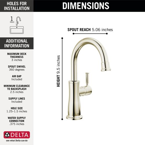 Main product image of Traditional Beverage Faucet (Polished Nickel), 1960-PN-DST
