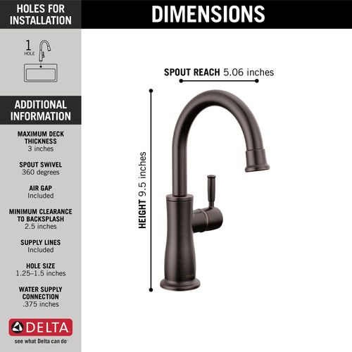 Main product image of Traditional Beverage Faucet, 1.5 GPM (Venetian Bronze), 1960-RB-DST