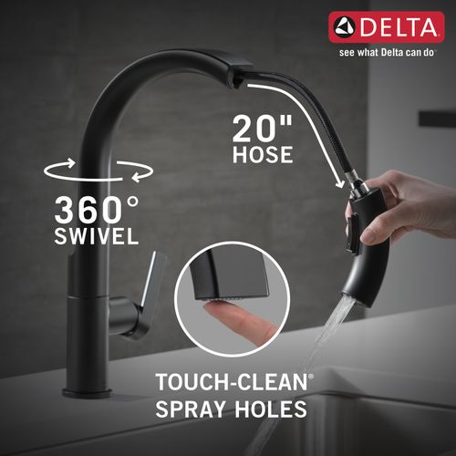 Main product image of Keele Single-handle Pull-down Kitchen Faucet (Matte Black), 19824LF-BL