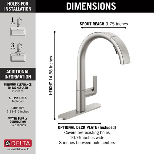 Main product image of Keele Single-handle Pull-down Kitchen Faucet (Spotshield Stainless), 19824LF-SP