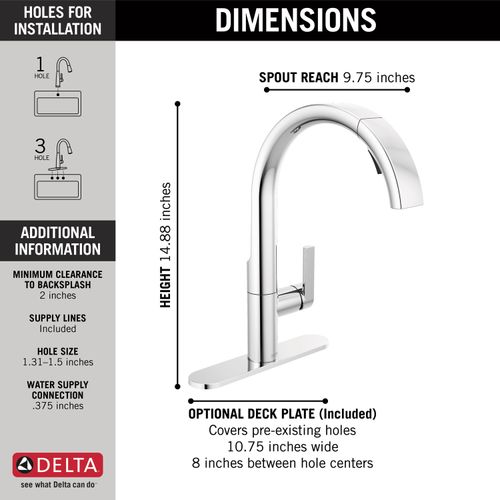 Main product image of Keele Single-handle Pull-down Kitchen Faucet (Chrome), 19824LF