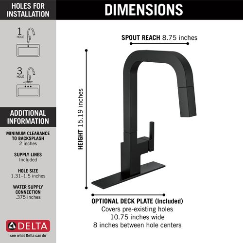 Main product image of Junction Single-handle Pull-down Kitchen Faucet (Matte Black), 19825LF-BL