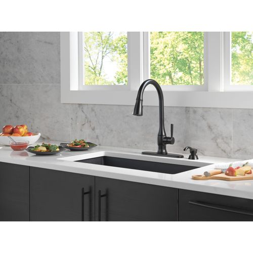 Main product image of Hazelwood 1 Handle Pull-down Kitchen Faucet w/ Soap Dispenser & Shieldspray (Matte Black), 19831Z-BLSD-DST