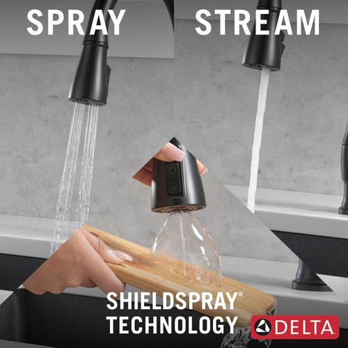 Main product image of Hazelwood 1 Handle Pull-down Kitchen Faucet w/ Soap Dispenser & Shieldspray (Matte Black), 19831Z-BLSD-DST