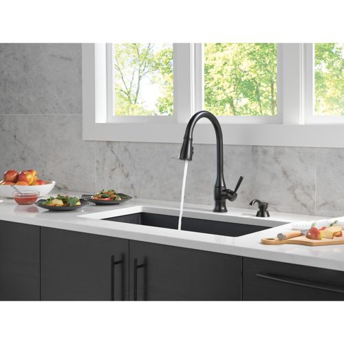 Main product image of Hazelwood 1 Handle Pull-down Kitchen Faucet w/ Soap Dispenser & Shieldspray (Matte Black), 19831Z-BLSD-DST