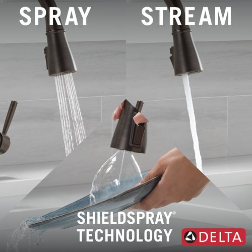 Main product image of Hazelwood 1 Handle Pull-down Kitchen Faucet w/ Soap Dispenser & Shieldspray (Venetian Bronze), 19831Z-RBSD-DST