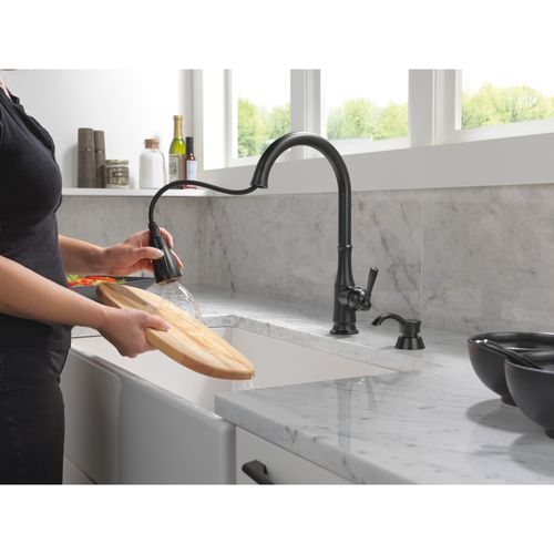 Main product image of Capertee 1 Handle Pull-down Kitchen Faucet w/ Soap Dispenser & Shieldspray (Matte Black), 19877Z-BLSD-DST