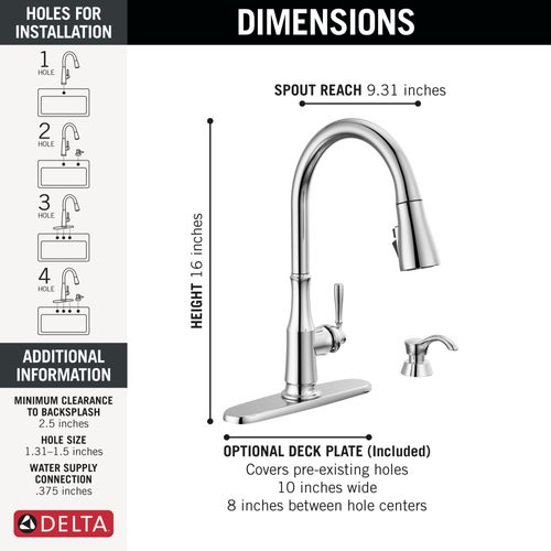 Main product image of Capertee 1 Handle Pull-down Kitchen Faucet w/ Soap Dispenser & Shieldspray (Chrome)