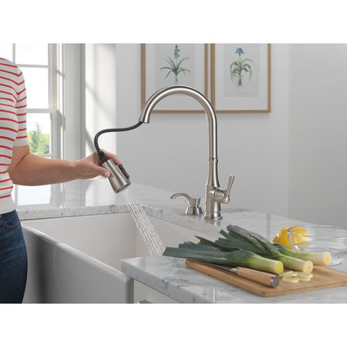 Main product image of Capertee 1 Handle Pull-down Kitchen Faucet w/ Soap Dispenser, Shieldspray (Spotshield Stainless), 19877Z-SPSD-DST