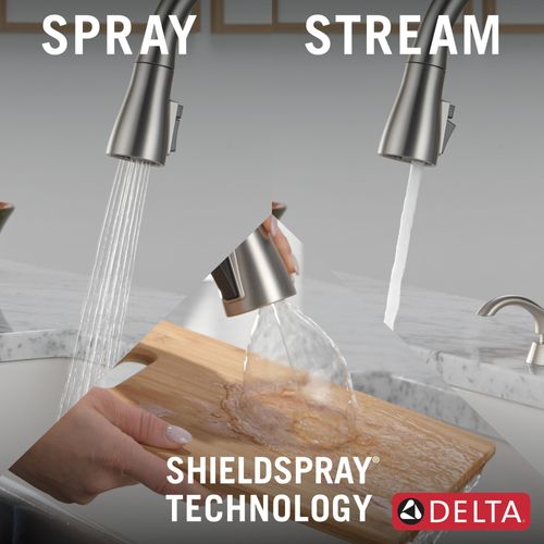 Main product image of Capertee 1 Handle Pull-down Kitchen Faucet w/ Soap Dispenser, Shieldspray (Spotshield Stainless), 19877Z-SPSD-DST