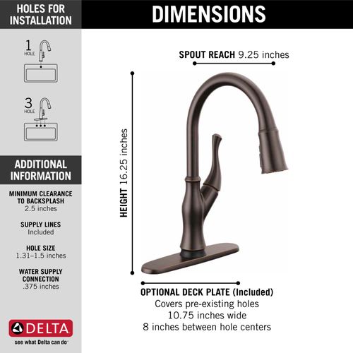 Main product image of Single-handle Pull-down Kitchen Faucet w/ Touch2o (Venetian Bronze), 19888TZ-RB-DST