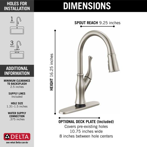 Main product image of Ophelia Single-handle Pull-down Kitchen Faucet w/ Touch2o (Spotshield Stainless), 19888TZ-SP-DST