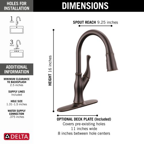Main product image of Ophelia Single-handle Pull-down Kitchen Faucet (Venetian Bronze), 19888Z-RB-DST