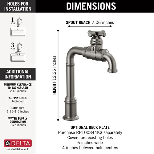 Main product image of Broderick True Bar Kitchen Faucet, 1.5 GPM (Black Stainless), 1990LFC-KS