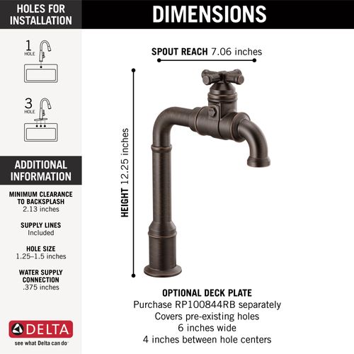 Main product image of Broderick True Bar Kitchen Faucet, 1.5 GPM (Venetian Bronze), 1990LFC-RB