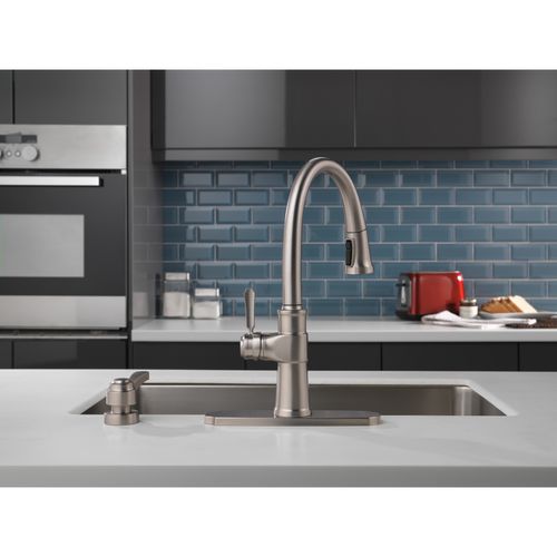 Main product image of Spargo 1 Handle Pull-down Kitchen Faucet w/ Soap Dispenser & Shieldspray (Spotshield Stainless), 19964Z-SPSD-DST