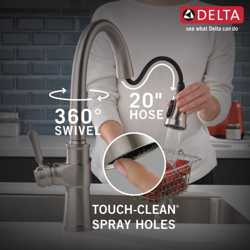Main product image of Spargo 1 Handle Pull-down Kitchen Faucet w/ Soap Dispenser & Shieldspray (Spotshield Stainless), 19964Z-SPSD-DST