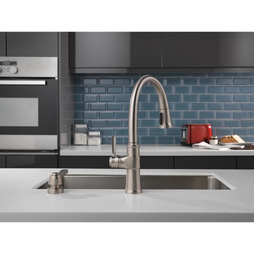Main product image of Spargo 1 Handle Pull-down Kitchen Faucet w/ Soap Dispenser & Shieldspray (Spotshield Stainless), 19964Z-SPSD-DST