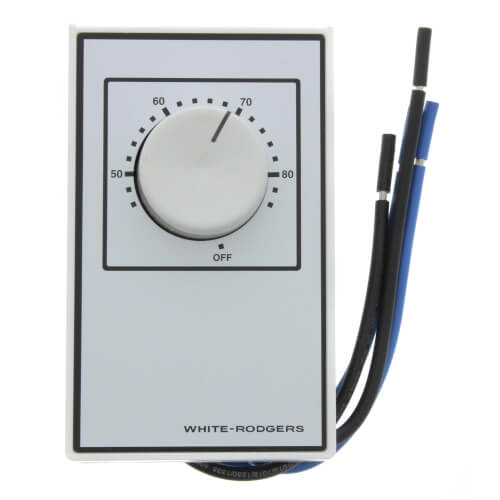 Main product image of White Line Voltage Wall Thermostat w/ OFF Position, DPST, Open On Rise (No Thermometer)