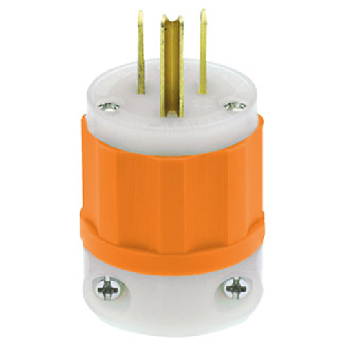 Main product image of 15A, 125V NEMA 5-15P, 2P, 3W, Plug, Straight Blade, Grounding (Orange)-WHITE