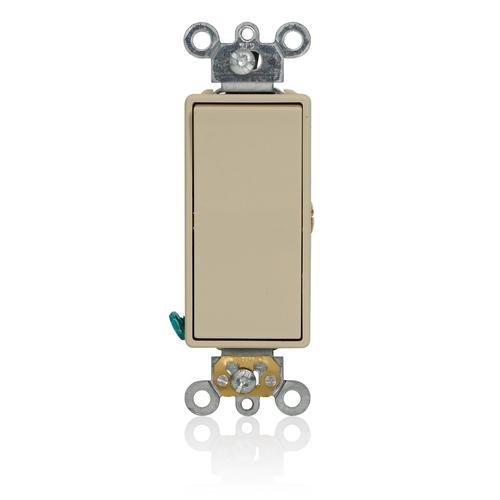 Main product image of Decora Plus Single Pole Rocker Switch, Momentary Contact, Commercial, 15 A, 125V Back and Side Wire, Self-Grounding (Ivory)