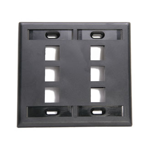 Main product image of Dual-Gang Quickport, Wallplate w/ ID Windows, 6-port (Black)