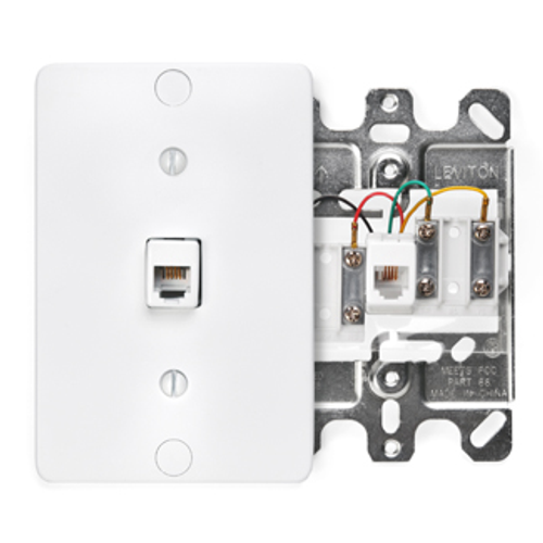 Main product image of Telephone Wall Phone Jack, 6p4c, Screw Terminals (White)