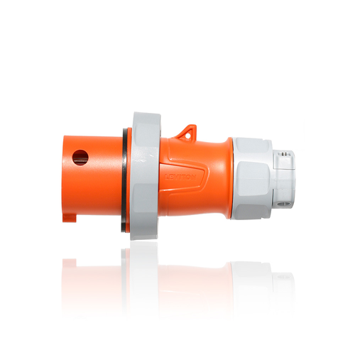 Main product image of 30A, 125/250V 3P, 4W, LEV Series IEC 60309-1 & 60309-2 Pin & Sleeve Plug, IP66/IP67/IP68/IP69K, Watertight (Orange)