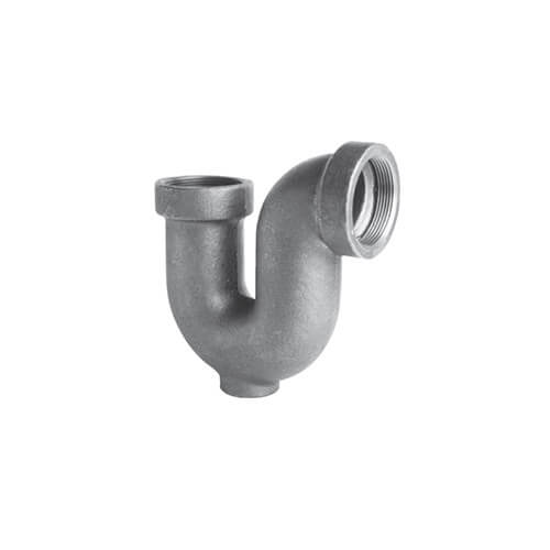 1-1/2" Black Cast Iron Drainage P-Trap w/ Cleanout